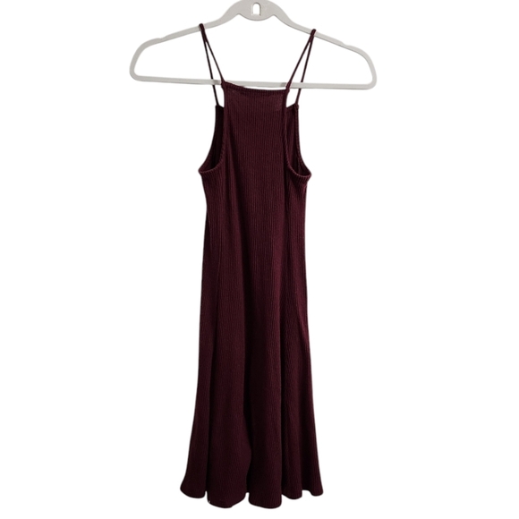 Brandy Melville Dress One Size OS Maroon Spaghetti Straps Slip Mini Ribbed Stre - Picture 5 of 7